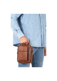 Resim Newish Polo Erkek Mekanizmalı Cüzdan Ve Deri Kapaklı Omuz El Çantası 17x22cm - New337 Taba 
