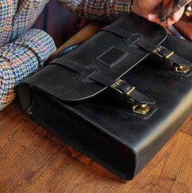 Resim Deri Evrak Çantası Messenger Bag Siyah 
