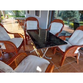 Resim aldagelsin Dekoratif Katlanır Masa Bahçe Ve Çalışma Masası 70*120 Siyah Gri Mermer Desenli Masa 