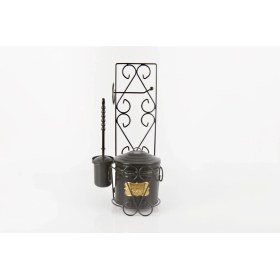 Resim Yıldıray Metal Metal Galvaniz Tuvalet Kağıdı Askılı Standlı Fırçalı Wc Çöp Kovası Siyah 