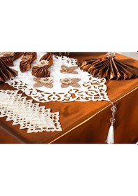Resim Afife Kadife Krem Kahve Sofra Takımı 8 Kişilik 160x230 Cm 34 Parça - 47 Çok Renkli 
