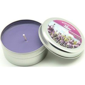 Resim Bozkurt Yuvarlak Teneke Kutuda Kokulu Mum Lavanta 