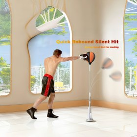 Resim Yüksek Kaliteli Çelik Yay Tasarımlı Ayarlanabilir Yükseklikli Hız Torbası, Gelişmiş Heyecan ve El-Göz Koordinasyonu Eğitimi için Turuncu Boks Topu – Spor Salonu, Yatak Odası veya Bahçe İçin Uygun, Taşınabilir Boks Fitness Aksesuarı 