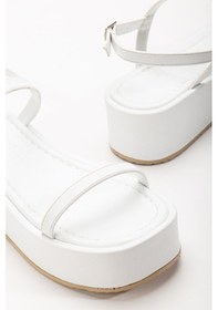 Resim 861-1027 Beyaz Dolgu Topuk Kadın Sandalet Beyaz 