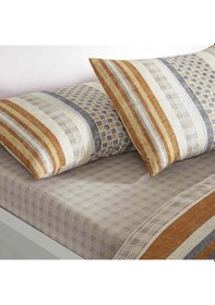 Resim Taç Flanel Kışlık -merald Bej- Lastikli Çarşaflı Nevresim Takımı Bej 