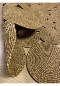 Resim Mavaux Narcissus Jüt Hasırlı Örgü Kilim Bej 