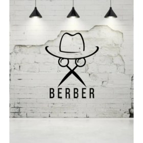 Resim Berber Erkek Dükkan Işyeri Cam Yapışkan Sticker Bıyık Makas Şapka 