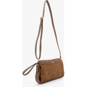 Resim Marjin Kadın Fermuarlı İç Cepli Clutch Çapraz Askılı El ve Omuz Çantası Faris Taba 
