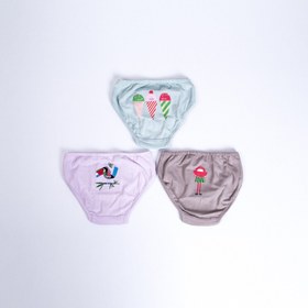 Resim 3'lü Kız Külot - Mint / Kahve / Lila / 3-4 Yaş 