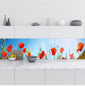 Resim Mutfak Tezgah Arası Folyo Fayans Kaplama Folyosu Gelincikler 