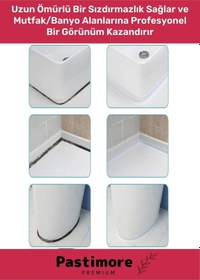 Resim Duş Pvc Lavabo Küvet Tezgah Kenar Banyo Mutfak Pencere 3,2 Mt Su Sızdırmaz Geçirmez Yalıtım Bant Beyaz 