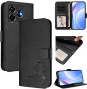Resim Zte Blade V60 Vita İçin Telefon Kılıfı Mıknatıslı Pu Deri Kartlık Tutucu Kickstand Çevirme Folio Rfıd Engelleme 