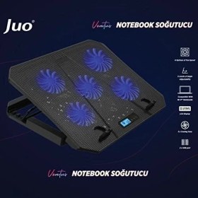 Resim Daders Home Ventus 5 Fanlı LED Aydınlatmalı Notebook Soğutucu Siyah 