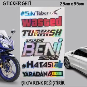 Resim Sıkı Tabanca Ararsın Hologram Set Araba Oto Sticker Cam Yazıları 