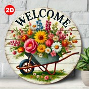 Resim 2D Düz, 1 Adet, 2D, Bahçe Tek Tekerlekli Hoş Geldin Tabelası - Ahşap Yuvarlak Tabela, Dış Mekan Veranda Dekorasyonu İçin Uygun, Garajlar, Kafeler, Barlar, Oturma Odaları İçin Vintage Duvar Sanatı - Bahçe Çiçek Tabelası, Oda Dekoru İçin Mükemmel 