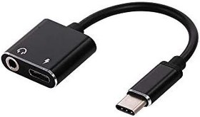 Resim dönüştürücü C Tipi 3.5mm Jack Kulaklık Şarj Kablosu USB C Ses Aux Kablosu Ses Adaptörü Kulaklık Şarj Dönüştürücü için Yedek (Siyah) Type C to 3.5mm Jack Earphone 