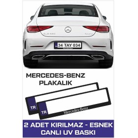 Resim Mercedes-benz Yazılı Oto Plakalık Kişiye Özel Kırılmaz Siyah Uv Kabartmalı 2 Adet Takmatik 