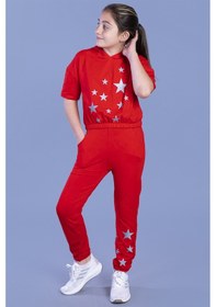 Resim Toontoy Kids Toontoy Kız Çocuk Reflektörlü Yıldız Baskılı Eşofman Takımı Siyah 