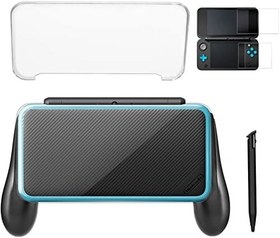 Resim Nintendo 2DS XL için 1 Stylus ve 1 Şeffaf Kılıf ve 1 Ekran Koruyucu ile El Kavrama Tutacağı Kılıf Braketi 