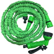 Resim Canlı Yeşil Renkte Genişletilebilir Bahçe Hortumu - 7.62 metre/15.24 metre/22.86 metre/30.48 metre Seçenekleri, Çok Amaçlı Püskürtücü Dahil, Verimli Bahçe Sulama & Araba Yıkama için İdeal, Dayanıklı PP Malzeme 