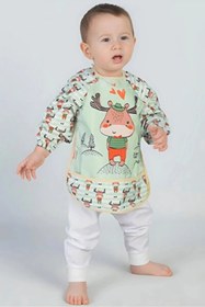 Resim Bebechi Geyik Desenli Sıvı Geçirmez Uzun Kollu Unisex Bebek Mama Ve Aktivite Önlüğü 6-24 Ay 