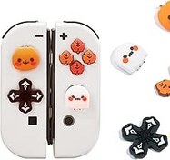 Resim GeekShare Switch/OLED/Switch Lite için Silikon Başparmak Kavrama Kapakları, Controller için Kaymaz Tasarım, 4'lü Set - Kabaklar ve Hayaletler 