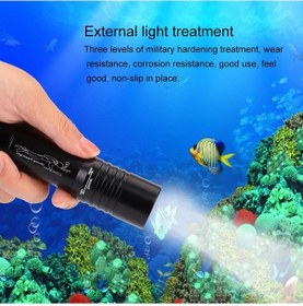 Resim El Zumlanabilir Sualtı 1200lm T6 Led Dalış El Feneri Su Geçirmez Güç Siyah 
