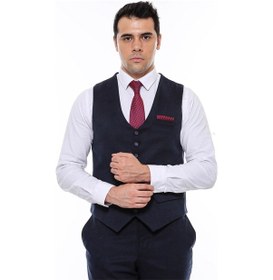 Resim Wessi 8 Düğmeli Desensiz Lacivert Yelek 001 