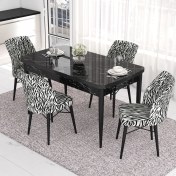 Resim Canisa Concept Eva Serisi Mutfak Masa Takımı, Açılabilir 80X132 Mdf Siyah Mermer Desen Masa ve 4 Sandalye 