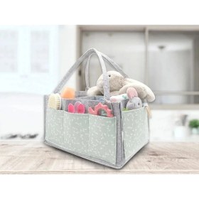 Resim Babyjem Keçe Anne Bebek Bakım Çantası Organizer Yeşil Çiçek 