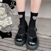 Resim 1 Çift Kadın Moda Kalp Taşlı Ayak Bileği Çorapları - Parıldayan Delikli Orta Tasarım, Siyah & Beyaz Renk Seçenekleri, Çok Yönlü İlkbahar Yaz Günlük ve Resmi Aksesuarlar, Şirin Çoraplar, Kaliteli Malzeme 