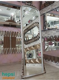 Resim Matmazel Model Gümüş Renk Varaklı Ayaklı Boy Aynası Gümüş 