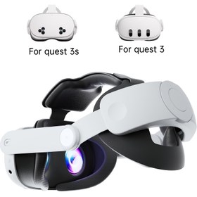 Resim Meta Quest 3 için değiştirilebilir ve ayarlanabilir baş kayışı, tek tıkla geri çekilebilir VR aksesuarı, Quest 3/Quest 3s ile uyumlu 