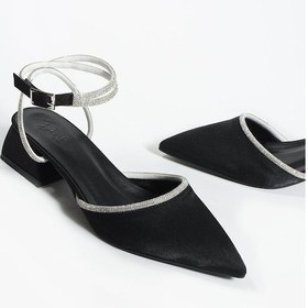 Resim Duxal Shoes Bilekten Bağlamalı Topuklu Ayakkabı- Babet Emily Siyah 