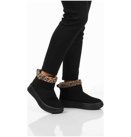 Resim Aspor Siyah Leopar Kürklü Kadın Düz Bot Çok Renkli 