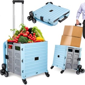 Resim Stilmax Merdiven Çıkabilen Katlanır Çok Fonksiyonlu Koli Yük Paket Taşıma Pazar El Arabası 100 Kg 55L 