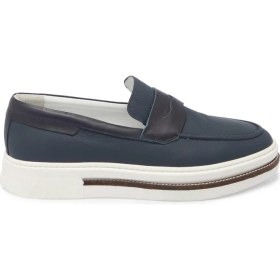 Resim Tergan Lacivert Hakiki Deri Erkek Loafer - E24I1AY56706-A38 