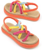 Resim Capone Outfitters Capone Dolgu Topuk Ipli Multi Oranj Kadın Sandalet 