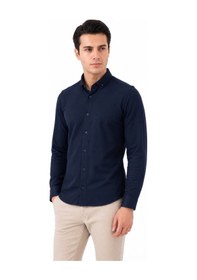 Resim Advante Erkek Spor Slim Fit Uzun Kol Petek Dokulu Gömlek Bgl-st05483 Lacivert 