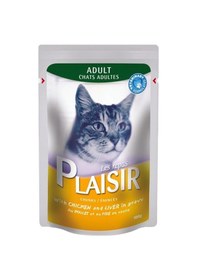 Resim Plaisir Tavuk Etli ve Ciğerli Pouch Yetişkin Kedi Yaş Maması 100 G 