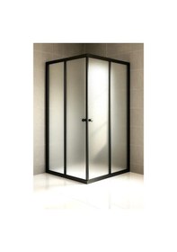 Resim Durul Duşakabin Kare Siyah Profil Buzlu Cam Siyah 