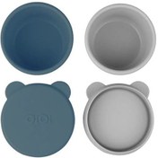 Resim Oioi Silikon Kapaklı Mini Kase 2'li Mini Bites Deep Blue / Powder Grey 
