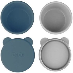Resim Oioi Silikon Kapaklı Mini Kase 2'li Mini Bites Deep Blue / Powder Grey 
