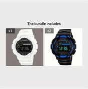 Resim Gaojunshop01 Honhx Spor Dijital Saati Beyaz Mavi Aksanlı Büyük Kadran Dayanıklı Kol Saati Diğer 
