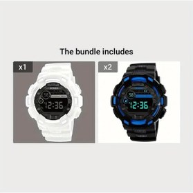 Resim Gaojunshop01 Honhx Spor Dijital Saati Beyaz Mavi Aksanlı Büyük Kadran Dayanıklı Kol Saati Diğer 