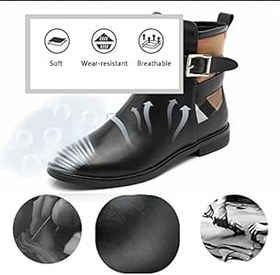 Resim Binicilik Çizmeler Anti Kayma Kısa Yağmur Botları Bayanlar Su Geçirmez Ankel Chelsea Patik Üzerinde Kayma 