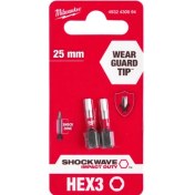 Resim Milwaukee Hex3 mm 25 mm Shockwave Impact Bits Uç - 2'li 