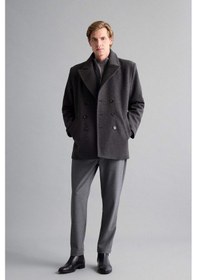 Resim Defacto Slim Fit Dar Kesim Düğmeli Cepli Astarlı Kaşe Kaban Parka D1521ax25wnar198 Antrasit-ar198 