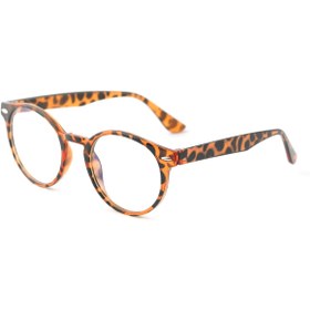 Resim TomyHelf Retro Leopar Desenli Yuvarlak Gözlük - Şeffaf Camlı Unisex Bilgisayar Modeli Mavi ışık Korumalı 