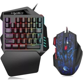 Resim Hallow Hxsj J50 Tek El Oyuncu Kablolu Q Klavye Mouse Seti Siyah Lazer 